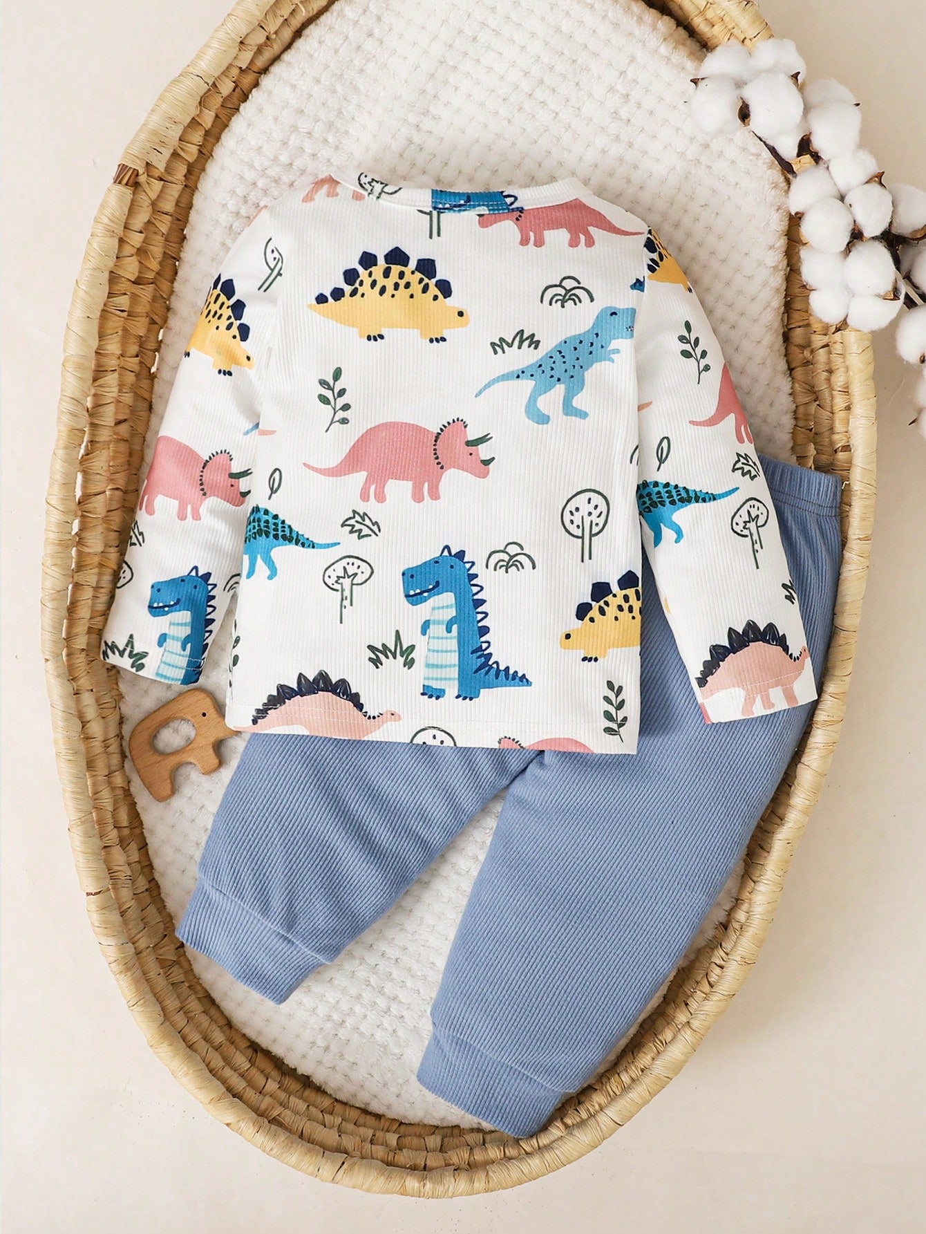 Conjunto azul dinosaurios manga larga