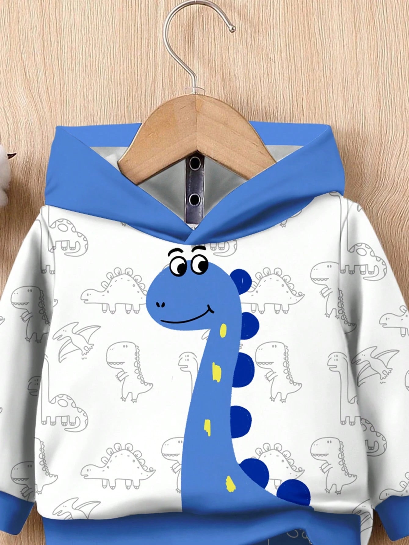 Conjunto sudadera azul con dinosaurio estampado casual
