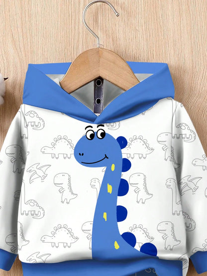Conjunto sudadera azul con dinosaurio estampado casual