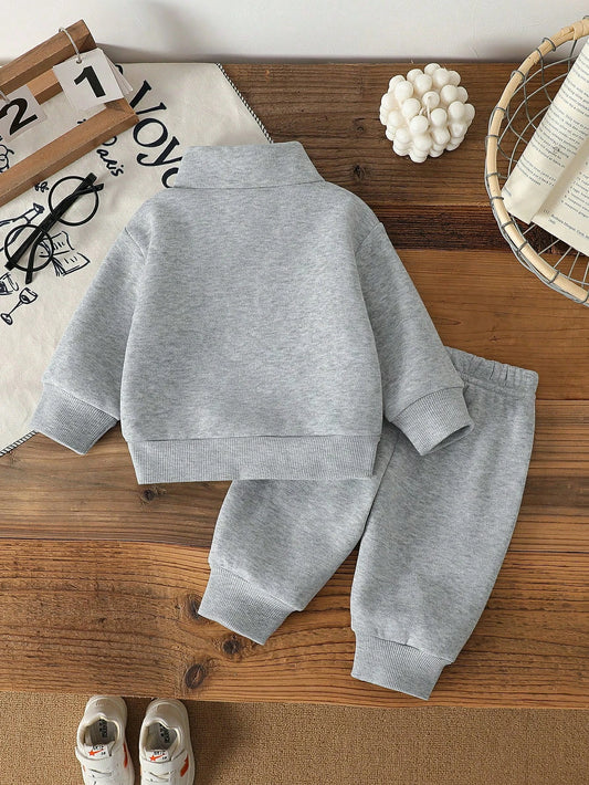 Conjunto Deportivo Minimalista Con Cremallera Gris