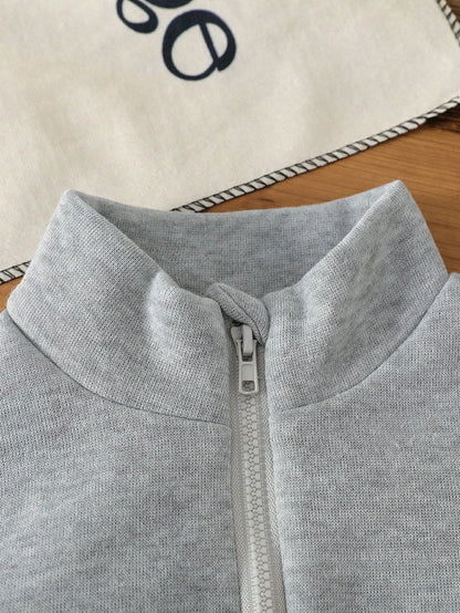 Conjunto Deportivo Minimalista Con Cremallera Gris