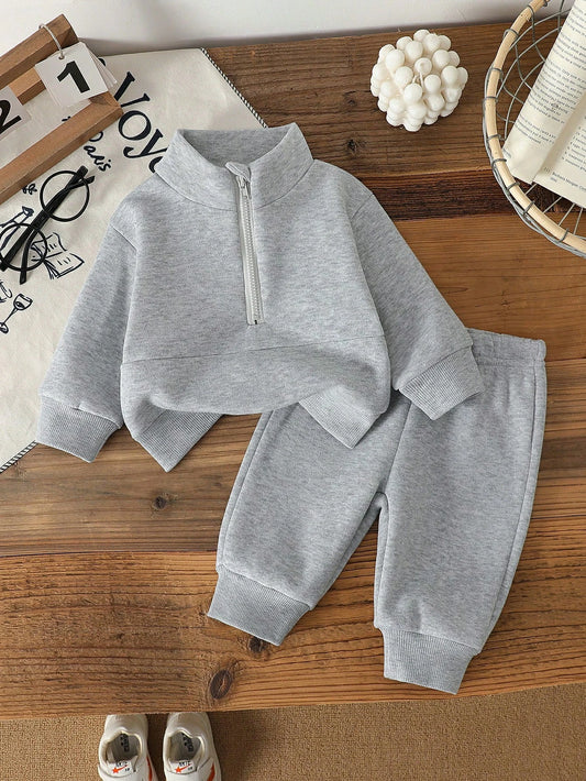 Conjunto Deportivo Minimalista Con Cremallera Gris