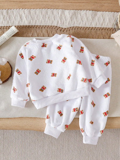 Conjunto sudadera blanco con estampado de osos