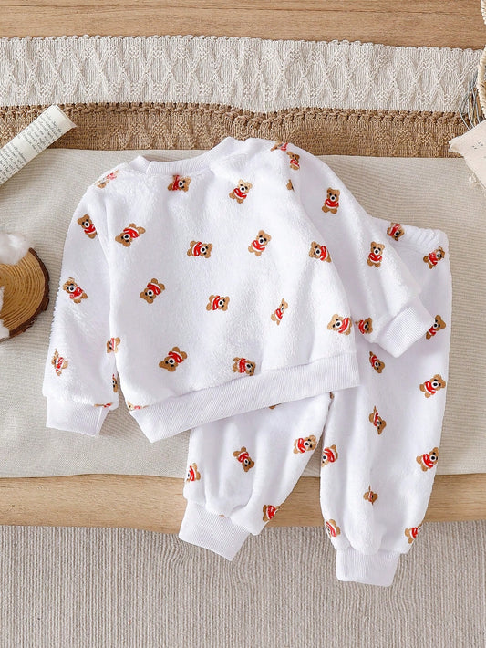 Conjunto sudadera blanco con estampado de osos