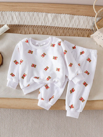 Conjunto sudadera blanco con estampado de osos