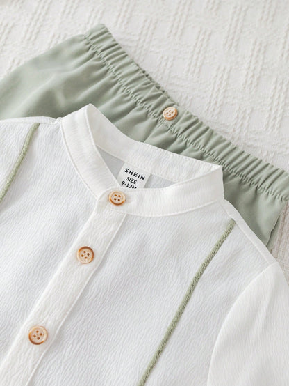 Prenda blanco y verde conjunto para bebe
