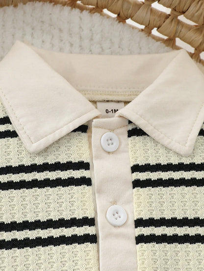 Prenda albaricoque camiseta para bebe detalle de cuello polo y botones delanteros