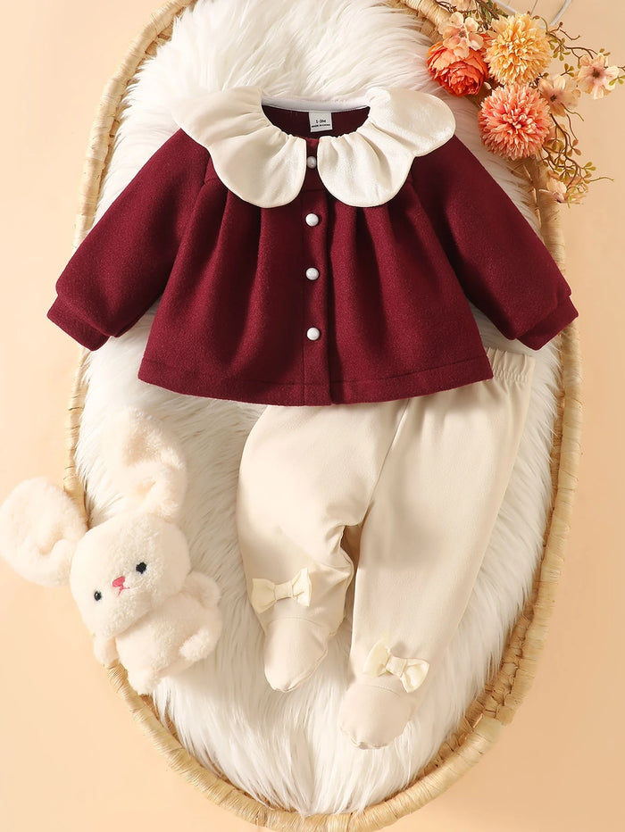 Conjunto Burdeos Con Cuello Peter Pan
