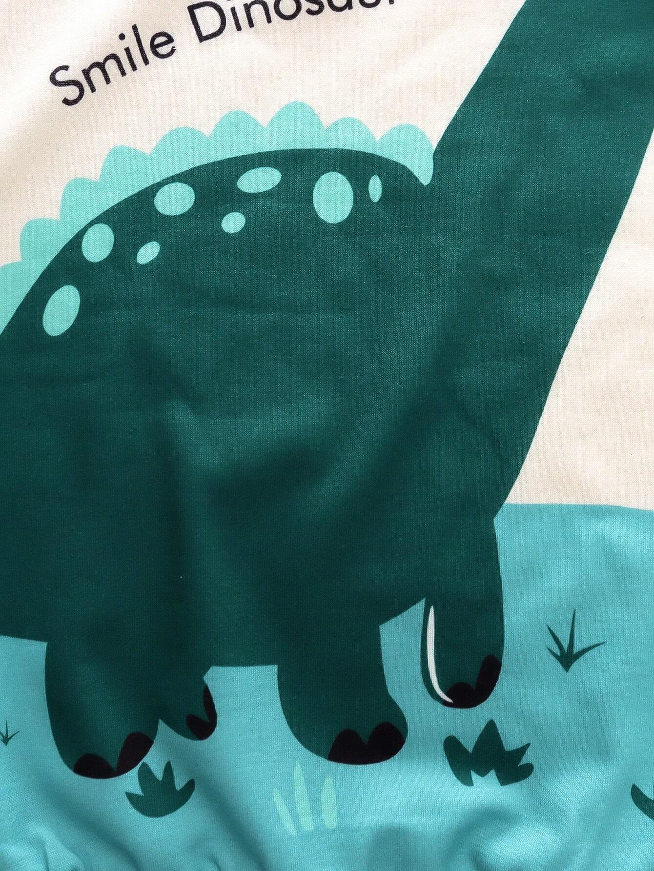 Pantalones Deportivos con Sudadera y Estampado de Dinosaurio