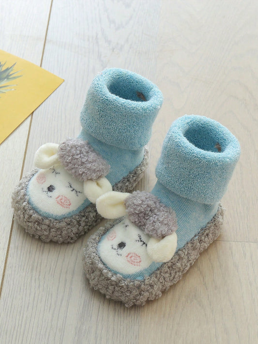 Calcetines antideslizantes azul con ovejita de peluche