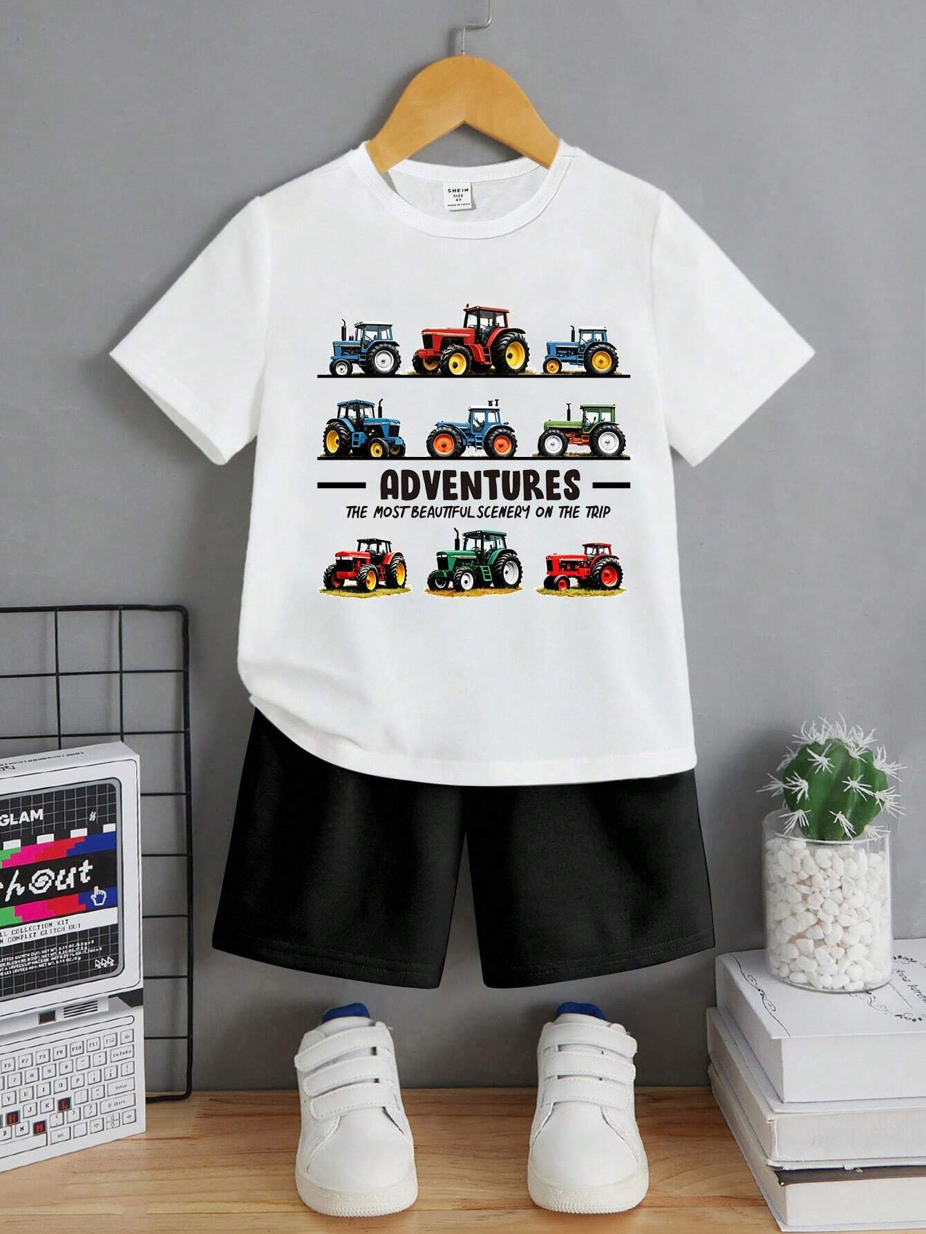 Set Blanco de 2 piezas con camiseta y shorts casuales