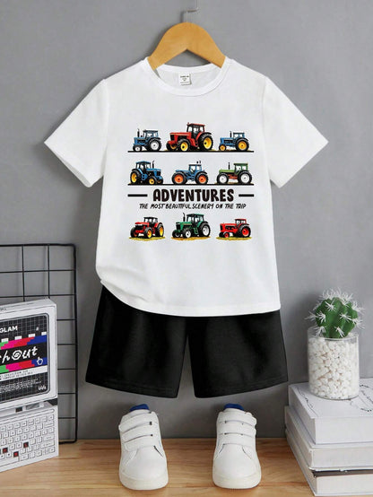 Set Blanco de 2 piezas con camiseta y shorts casuales