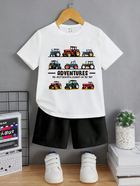 Set Blanco de 2 piezas con camiseta y shorts casuales