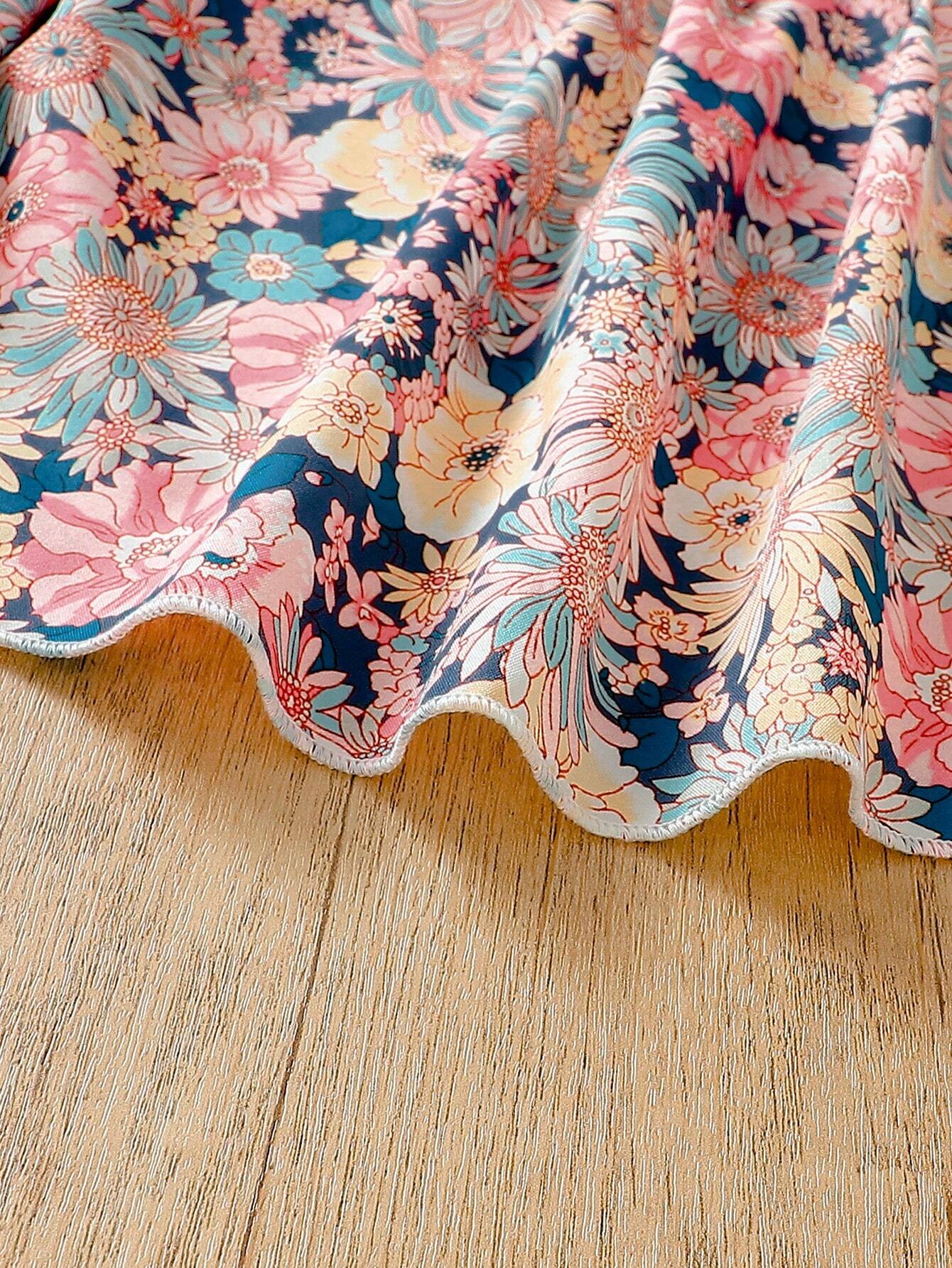 Vestido floral multicolor con sombrero