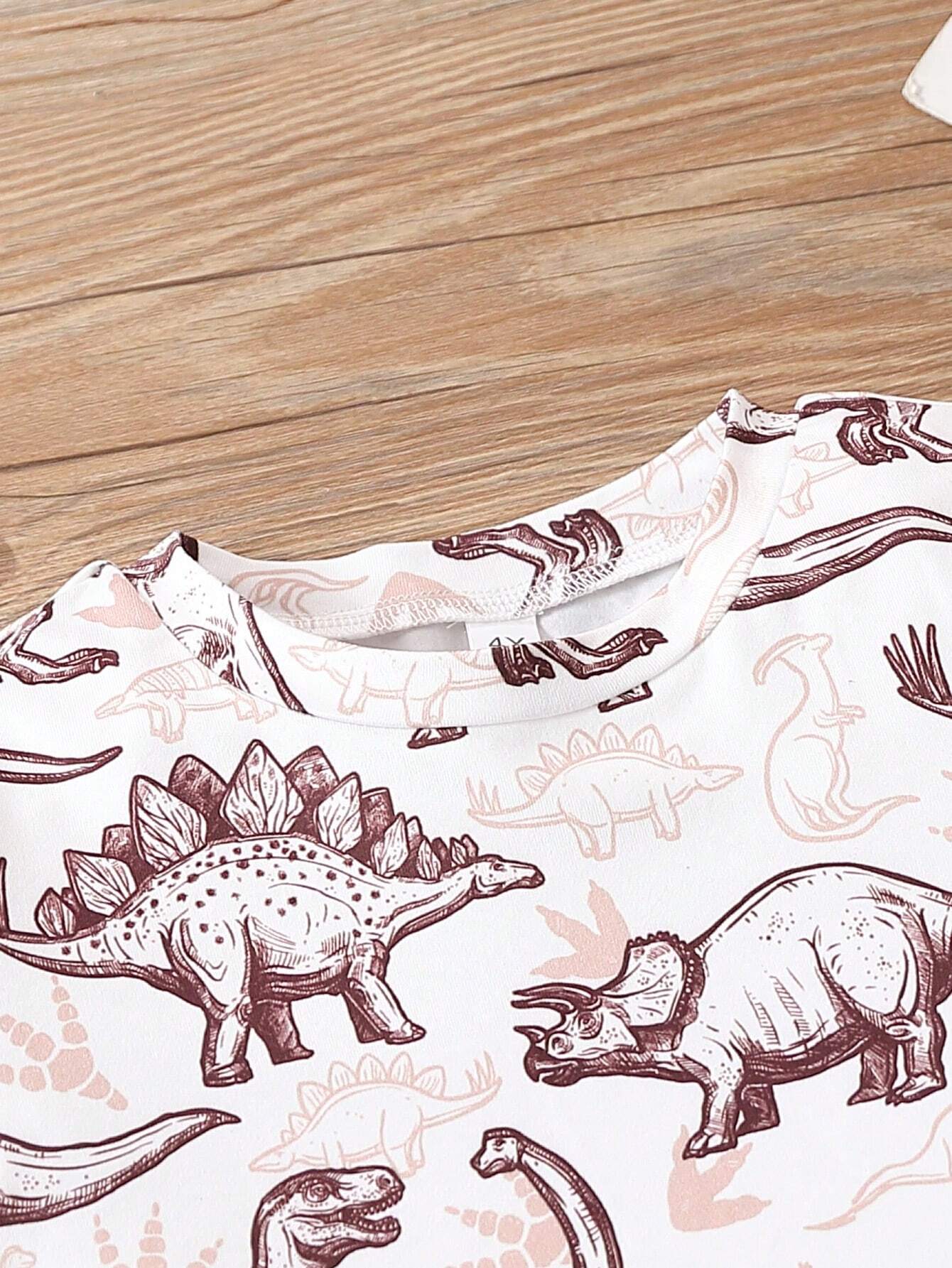 Conjunto marrón de 2 piezas con estampado de dinosaurios