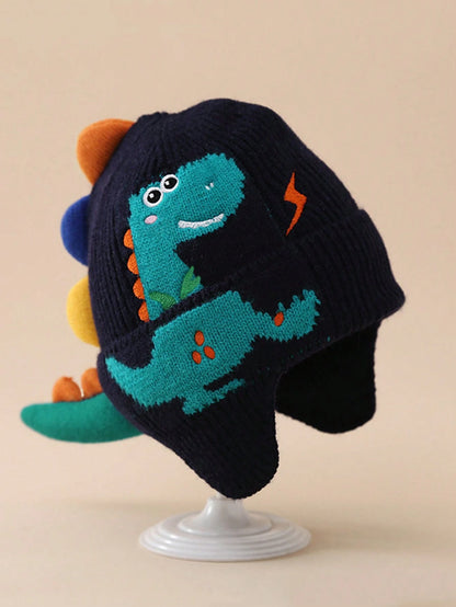 Gorro Beige Dinosaurio Con Orejeras
