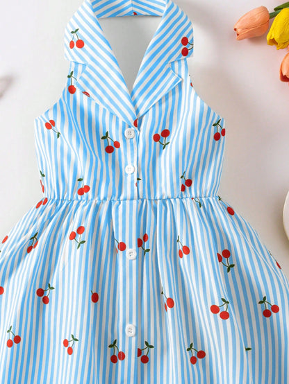Prenda azul vestido para bebe detalle de cuello camisero
