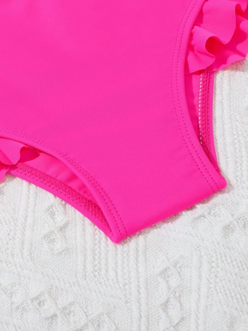 Ropa de playa rosa para bebé niña con kimono y estampado floral