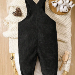Overol negro para bebé con bolsillo y botones
