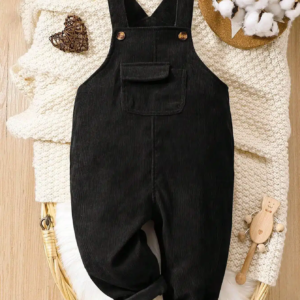 Overol negro para bebé con bolsillo y botones