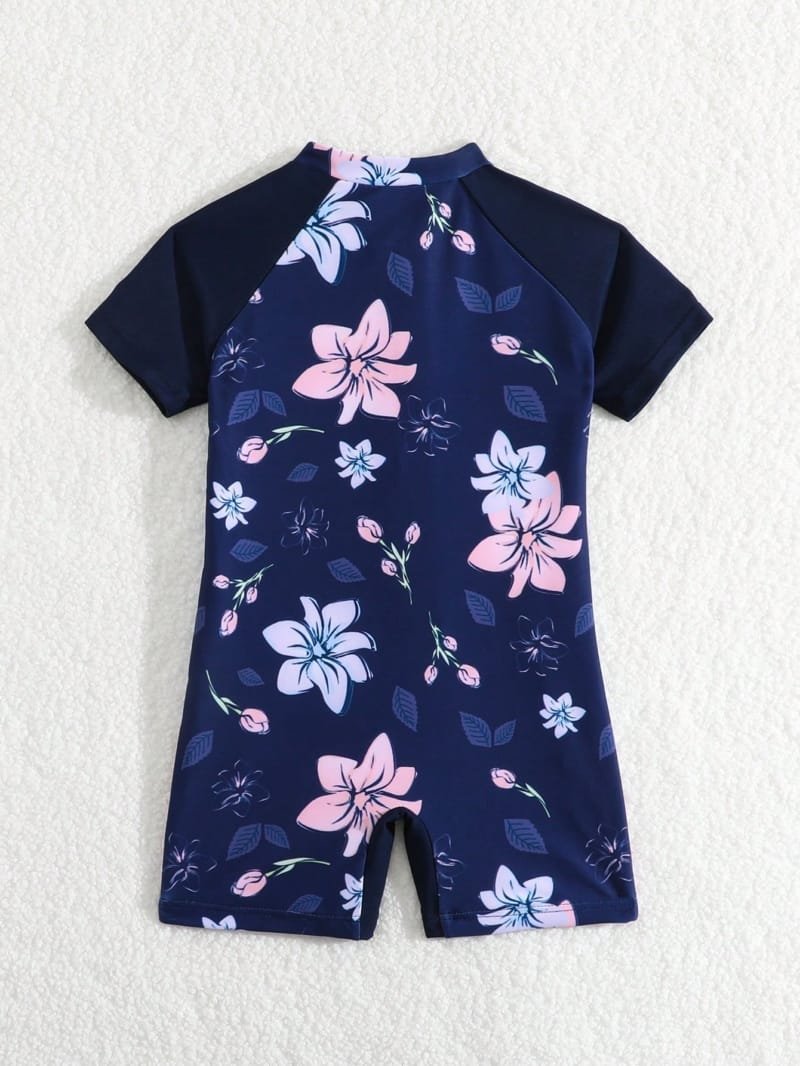 Traje de baño multicolor para niña con estampado floral