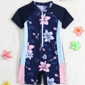 Traje de baño multicolor para niña con estampado floral