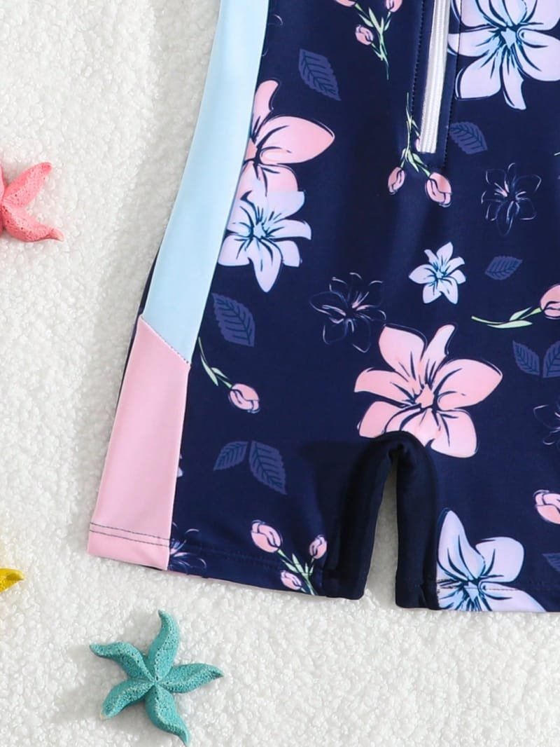 Traje de baño multicolor para niña con estampado floral