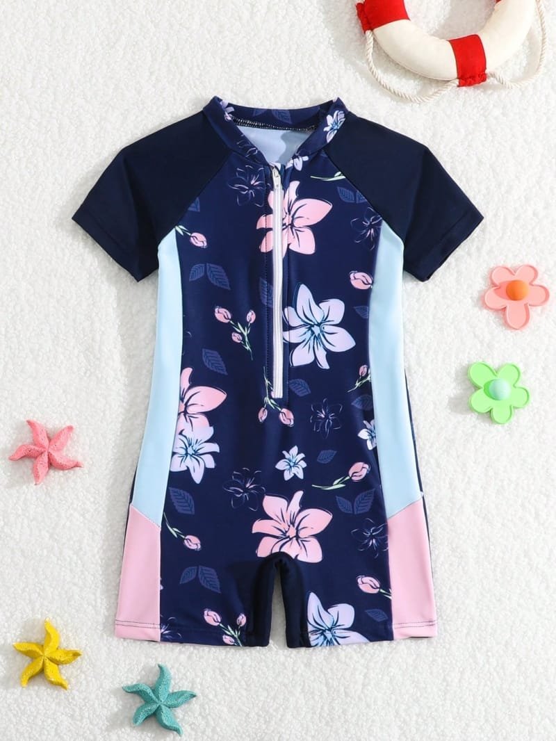 Traje de baño multicolor para niña con estampado floral