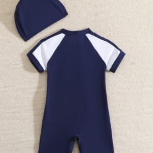 Bañador de una pieza unicolor y cremallera delantera para bebé