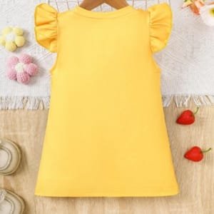 Vestido de Tirantes Amarillo con Estampado de Abeja 1 Pieza