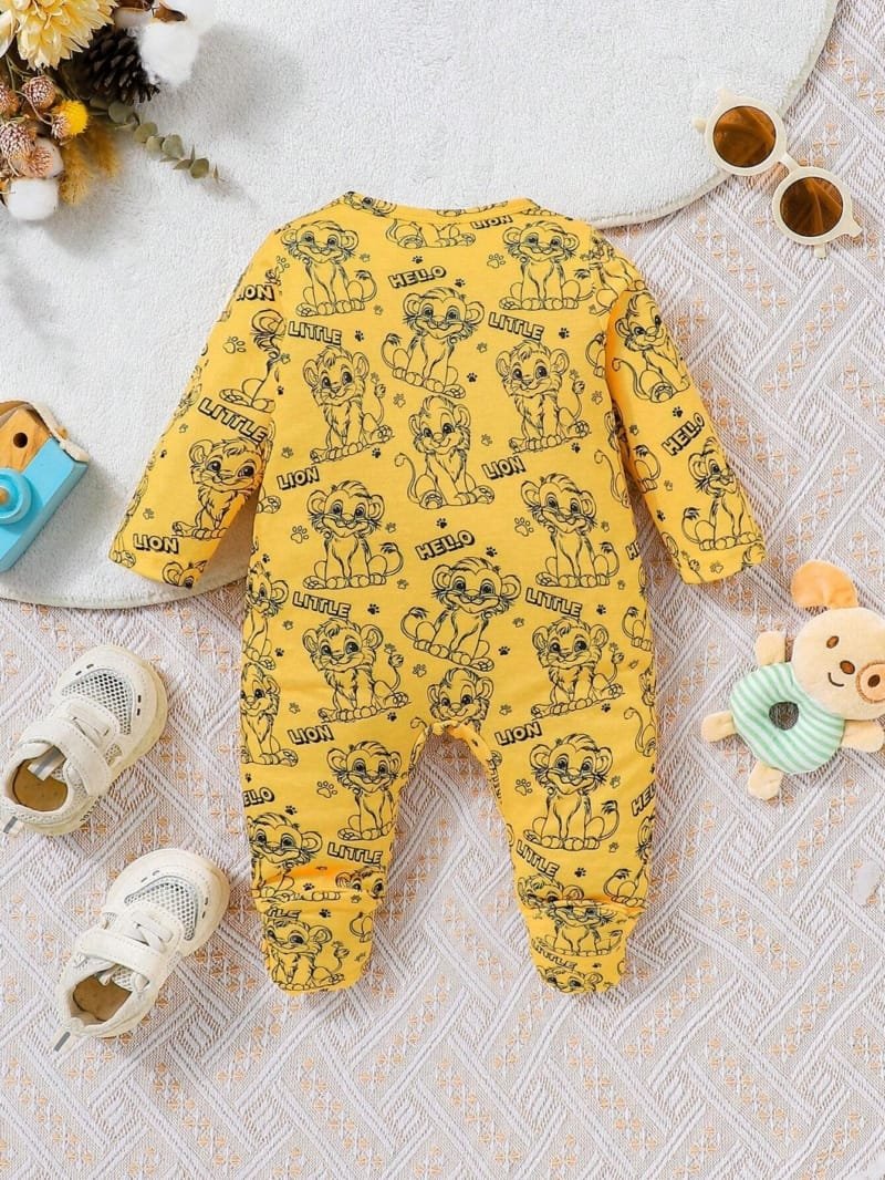 Pijama amarillo con diseño de león para bebé niño