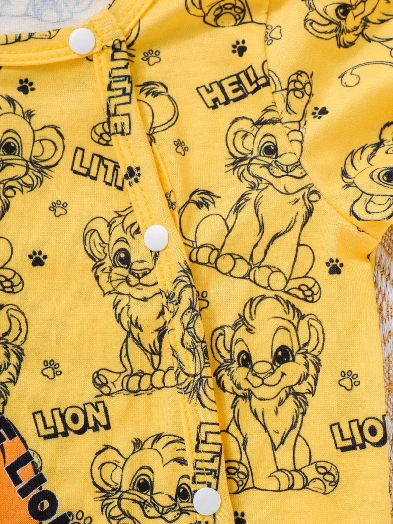 Pijama amarillo con diseño de león para bebé niño
