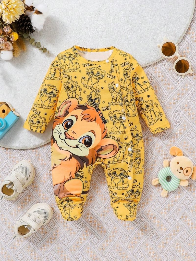 Pijama amarillo con diseño de león para bebé niño