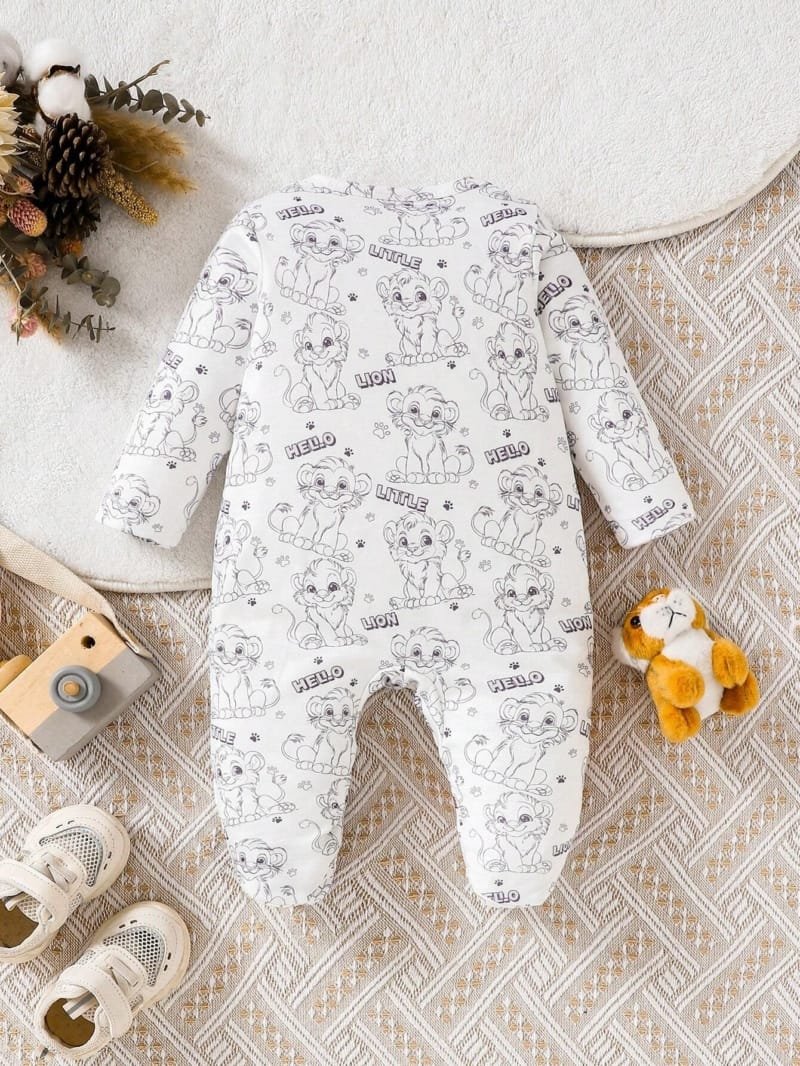 Pijama blanco con diseño de león para bebé niño