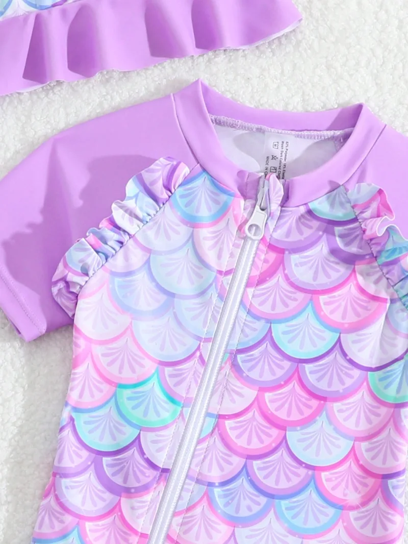 Traje de baño multicolor para bebé con estampado de sirena