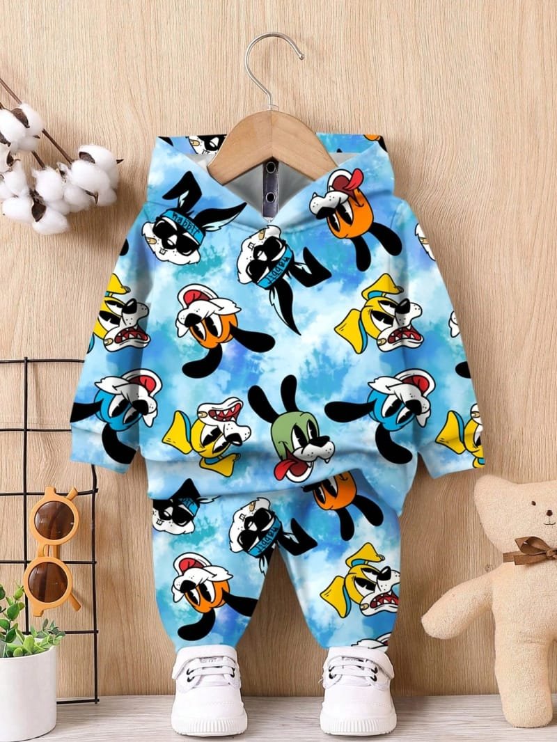 Conjunto multicolor para bebé de sudadera con capucha y pantalón