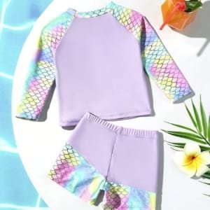 Traje de Baño Morado Minimalista para Bebé Estampado Escamas