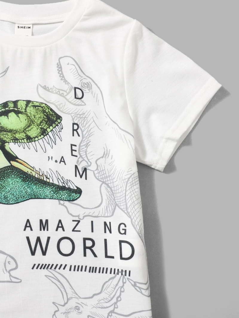 Conjunto con Camiseta de Dinosaurio y Pantalones Cortos