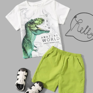 Conjunto con Camiseta de Dinosaurio y Pantalones Cortos