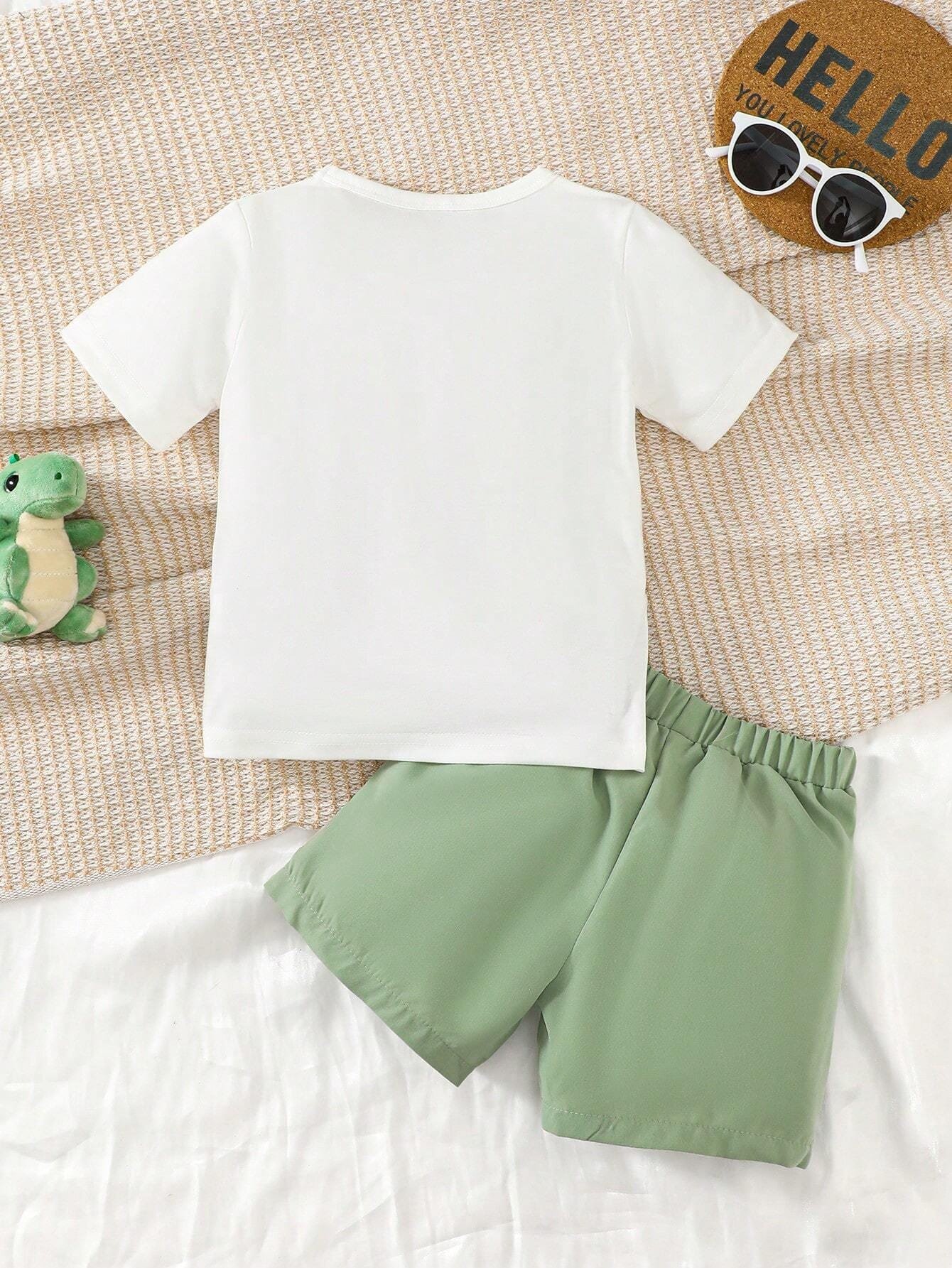 Camiseta y Pantalones Cortos con Estampado de Dinosaurio