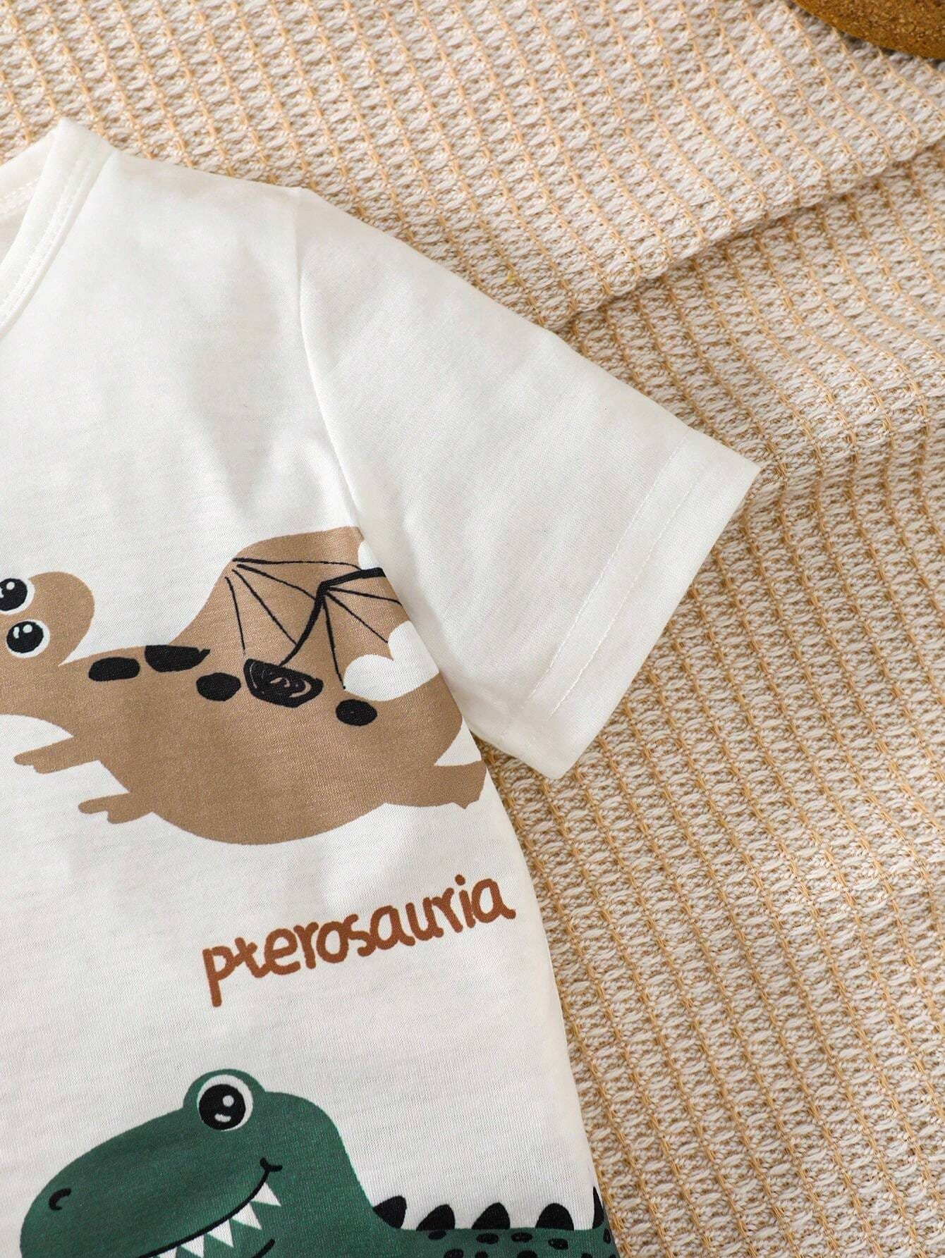 Camiseta y Pantalones Cortos con Estampado de Dinosaurio
