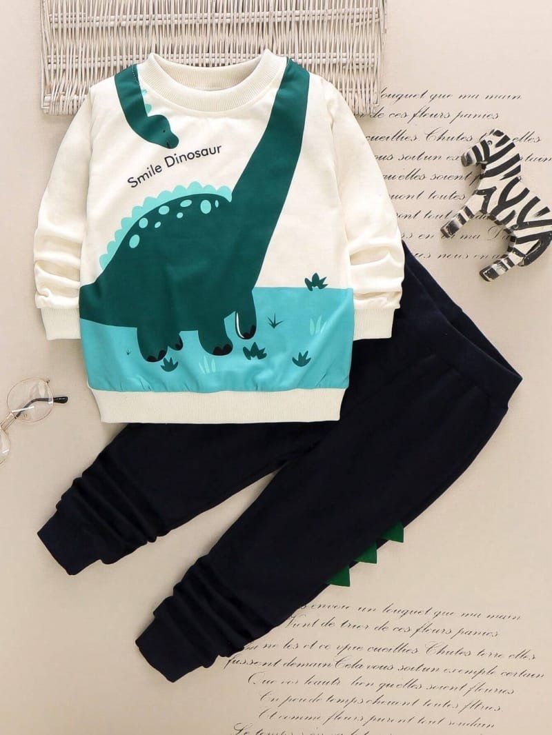 Pantalones Deportivos con Sudadera y Estampado de Dinosaurio