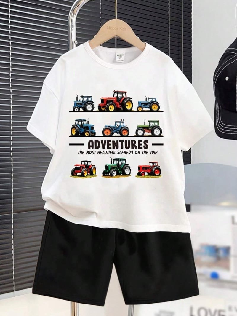 Set Blanco de 2 piezas con camiseta y shorts casuales