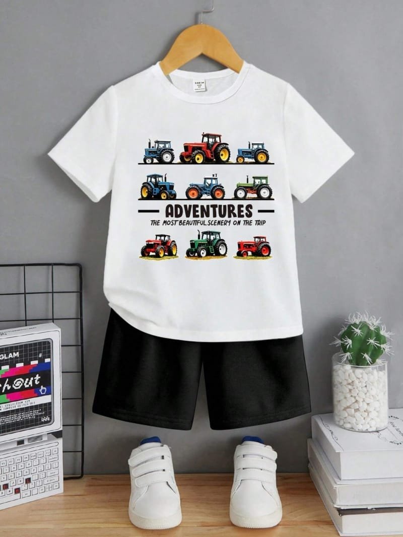 Set Blanco de 2 piezas con camiseta y shorts casuales