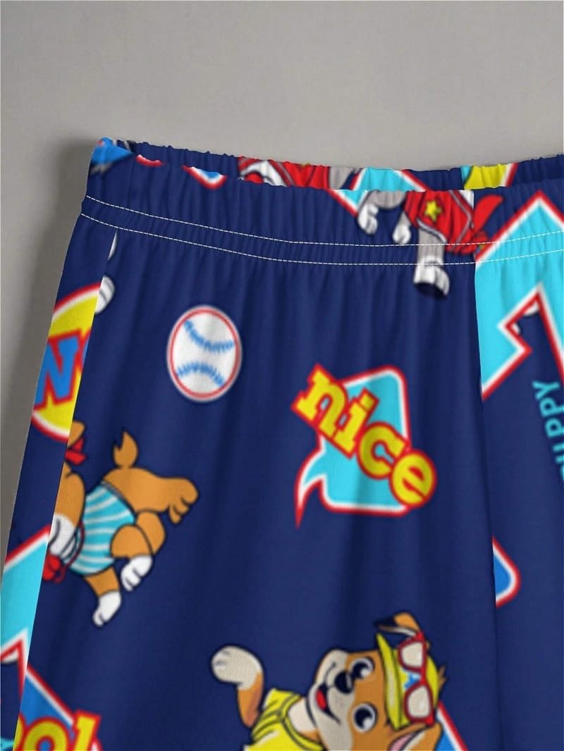 Conjunto multicolor de niño camiseta y shorts estampado de perro