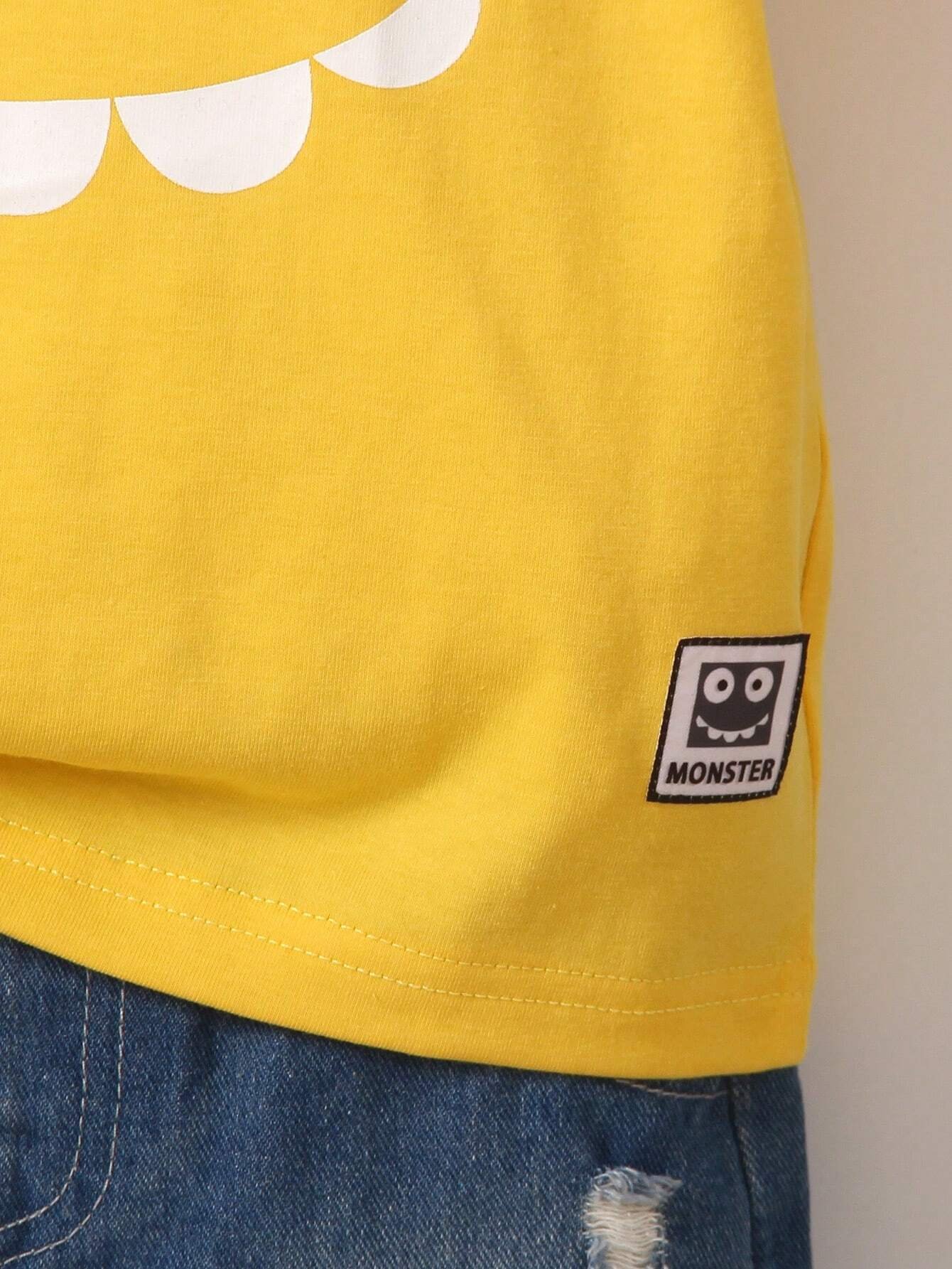 Playera Amarillo para niño con estampado de cara sonriente