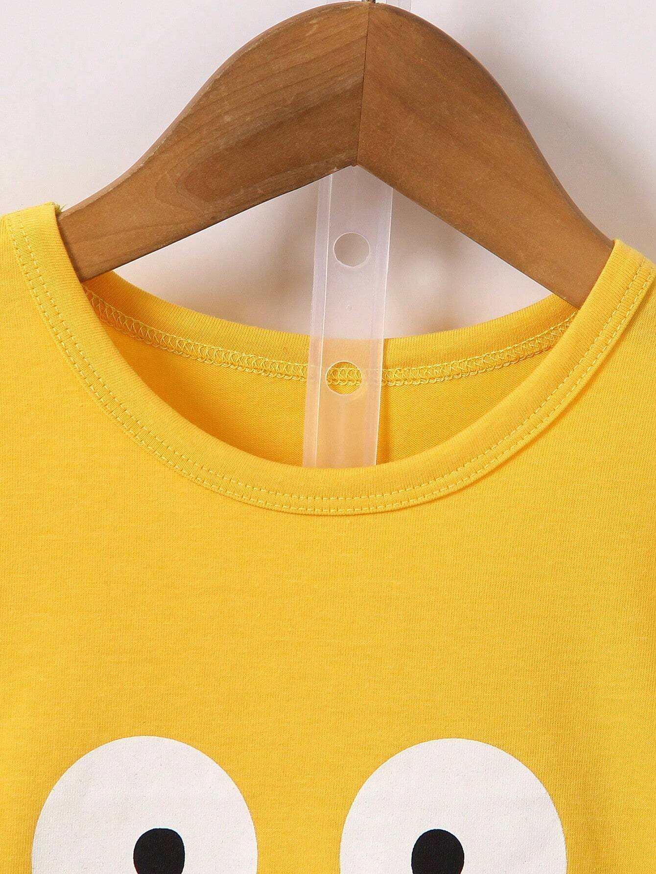 Playera Amarillo para niño con estampado de cara sonriente