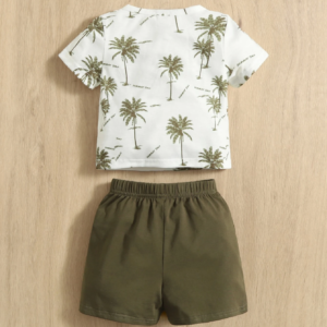 Conjunto verde tropical con estampado de palmeras para bebé