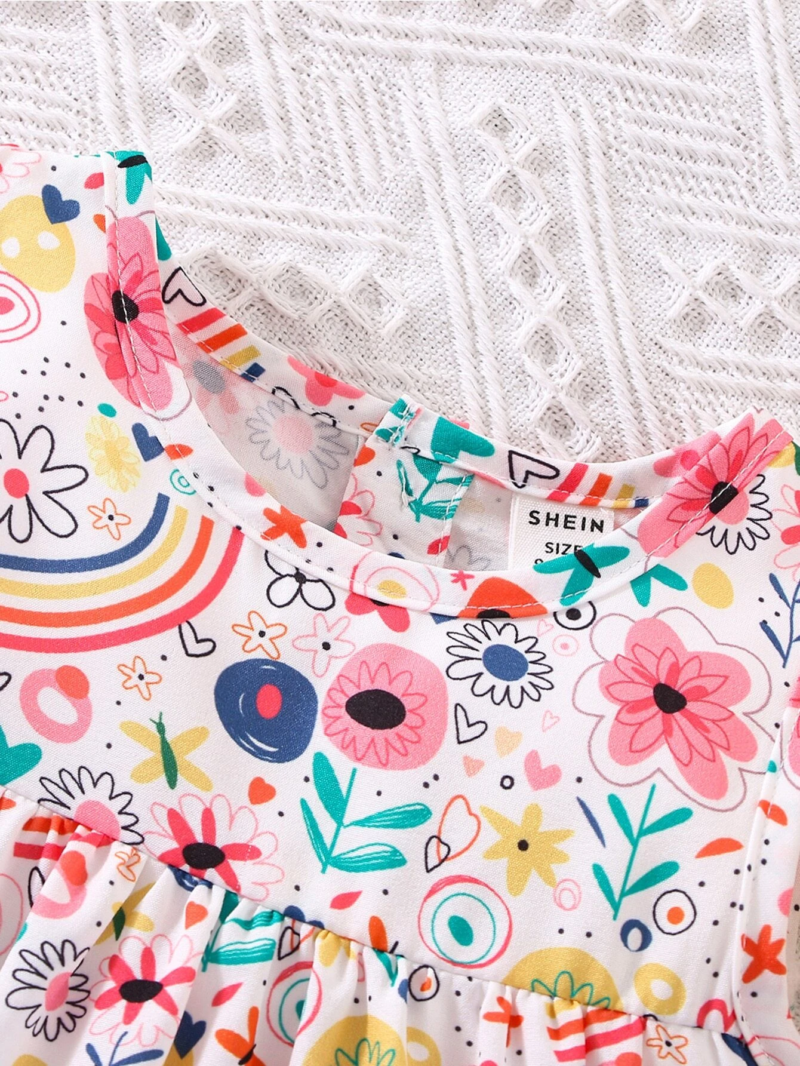 Vestido multicolor de niña sin mangas estampado floral