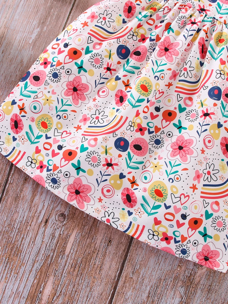 Vestido multicolor de niña sin mangas estampado floral